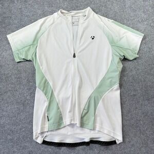 Bontrager Womens Cycling Jersey Large White Mint Green Full Zip Short Sleeve L